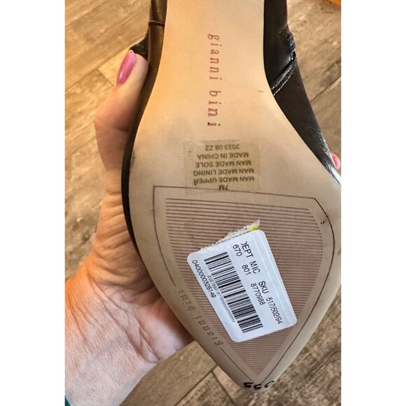 Gianni Bini Black Faux Leather Over-The-Knee Boots Bows Pointed Toe NWOB - Picture 8 of 9